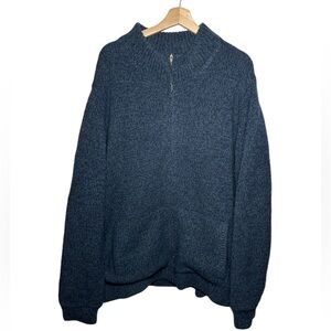 LL Bean Classic Ragg Wool Sweater Men's  Size XXL  Blue Full Zip Plaid Lined